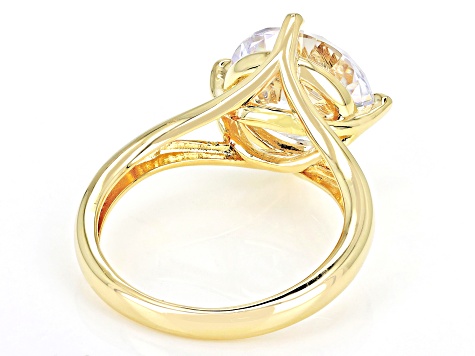 Pre-Owned White Cubic Zirconia 18K Yellow Gold Over Sterling Silver Ring 7.76ctw