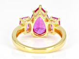 Pre-Owned Pink Lab Created Sapphire 18k Yellow Gold Over Sterling Silver Ring