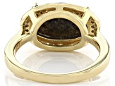 Pre-Owned Golden Sheen Sapphire 18k Yellow Gold Over Sterling Silver Ring 4.84ctw