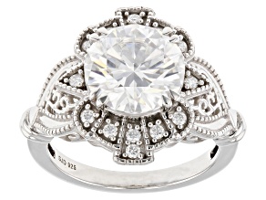 Pre-Owned Moissanite platineve vintage style ring 3.88ctw DEW