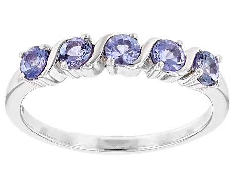 Pre-Owned Blue Tanzanite Rhodium Over Sterling Silver Ring 0.57ctw