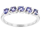 Pre-Owned Blue Tanzanite Rhodium Over Sterling Silver Ring 0.57ctw