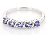 Pre-Owned Blue Tanzanite Rhodium Over Sterling Silver Ring 0.57ctw