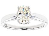 Pre-Owned White Strontium Titanate Rhodium Over Sterling Silver Solitaire Ring 1.50ct