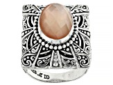 Pre-Owned Peach Morganite Color Quartz Doublet Sterling Silver Ring 5.04ct