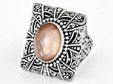 Pre-Owned Peach Morganite Color Quartz Doublet Sterling Silver Ring 5.04ct