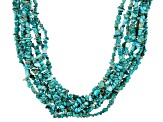 Pre-Owned Blue Kingman Turquoise Rhodium Over Sterling Silver Necklace