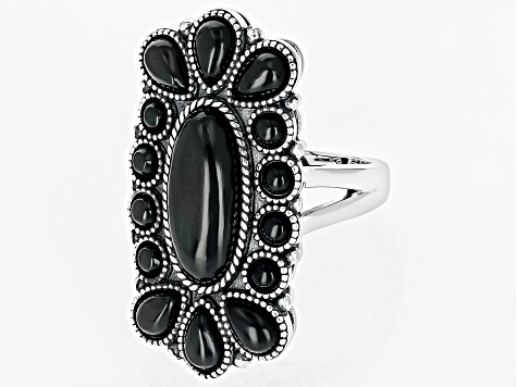 Pre-Owned Black Onyx Sterling Silver Statement Ring