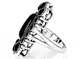 Pre-Owned Black Onyx Sterling Silver Statement Ring