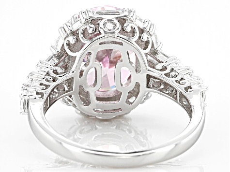 Pre-Owned Pink And White Cubic Zirconia Rhodium Over Sterling Silver Fire Cut Ring