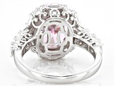 Pre-Owned Pink And White Cubic Zirconia Rhodium Over Sterling Silver Fire Cut Ring