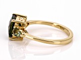 Pre-Owned Green Moldavite 18k Yellow Gold Over Sterling Silver Ring 1.81ctw