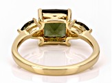 Pre-Owned Green Moldavite 18k Yellow Gold Over Sterling Silver Ring 1.81ctw