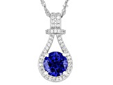 Pre-Owned Blue And White Cubic Zirconia Rhodium Over Silver Pendant 3.51ctw