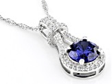 Pre-Owned Blue And White Cubic Zirconia Rhodium Over Silver Pendant 3.51ctw