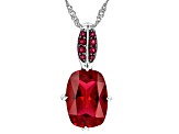 Pre-Owned Red Lab Created Ruby Rhodium Over Sterling Silver Pendant With Chain 6.61ctw