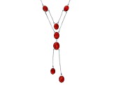 Pre-Owned Sponge Red Coral Rhodium Over Sterling Silver Necklace