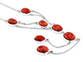 Pre-Owned Sponge Red Coral Rhodium Over Sterling Silver Necklace