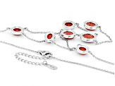 Pre-Owned Sponge Red Coral Rhodium Over Sterling Silver Necklace