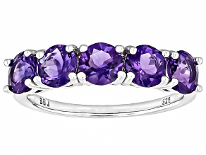 Pre-Owned Purple Amethyst Rhodium Over Sterling Silver Band Ring 1.90ctw