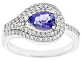 Pre-Owned Blue Tanzanite Rhodium Over Sterling Silver Ring 1.10ctw