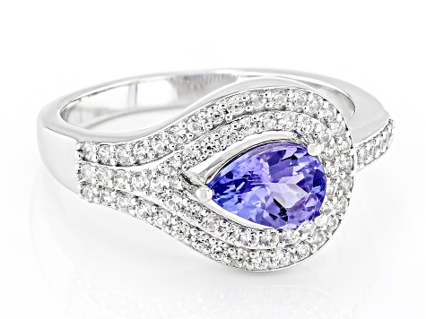 Pre-Owned Blue Tanzanite Rhodium Over Sterling Silver Ring 1.10ctw