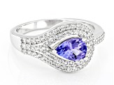 Pre-Owned Blue Tanzanite Rhodium Over Sterling Silver Ring 1.10ctw