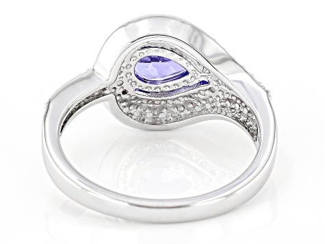 Pre-Owned Blue Tanzanite Rhodium Over Sterling Silver Ring 1.10ctw