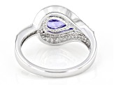 Pre-Owned Blue Tanzanite Rhodium Over Sterling Silver Ring 1.10ctw