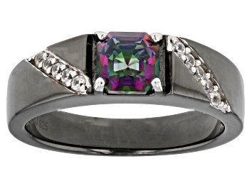 Picture of Pre-Owned Multi-Color Quartz, Black Rhodium Over Sterling Silver Men's Ring 0.99ctw