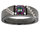 Pre-Owned Multi-Color Quartz, Black Rhodium Over Sterling Silver Men's Ring 0.99ctw