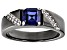 Pre-Owned Blue Lab Created Sapphire Black Rhodium Over Sterling Silver Men's Ring 1.55ctw