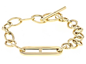 Pre-Owned 14k Yellow Gold Oval Link With Mariner Station Toggle Bracelet