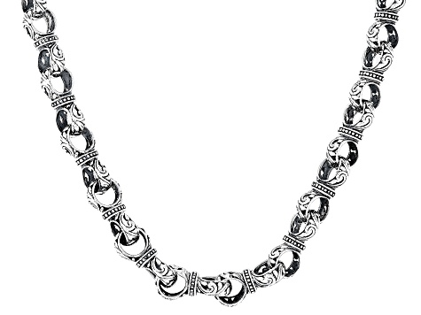 Pre-Owned  20"L Sterling Silver Balinese Interlock Beaded Necklace