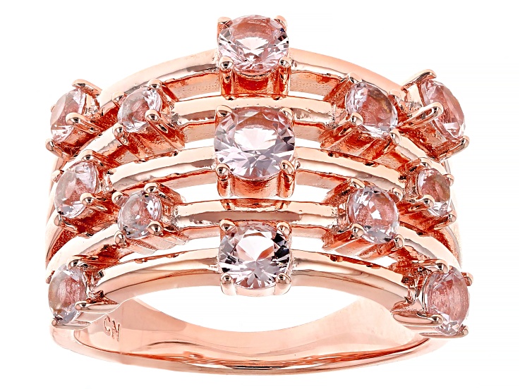 Pre-Owned Morganite Simulant 18k Rose Gold Over Sterling Silver Ring 2.15ctw