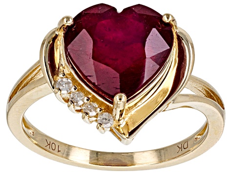 Pre-Owned Mahaleo(R) Ruby with White Diamond 10k Yellow Gold Ring 3.97ctw