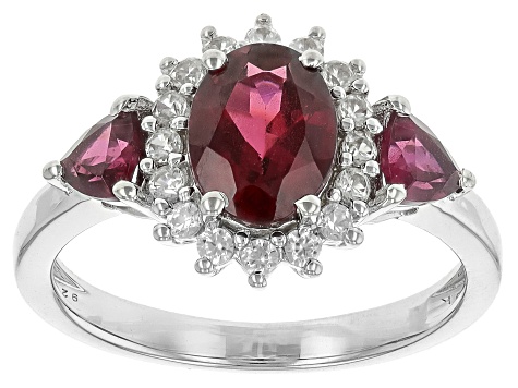 Pre-Owned Raspberry Rhodolite Rhodium Over Sterling Silver Ring 2.46ctw