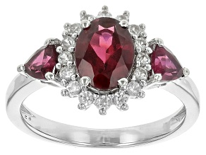 Pre-Owned Raspberry Rhodolite Rhodium Over Sterling Silver Ring 2.46ctw