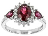 Pre-Owned Raspberry Rhodolite Rhodium Over Sterling Silver Ring 2.46ctw