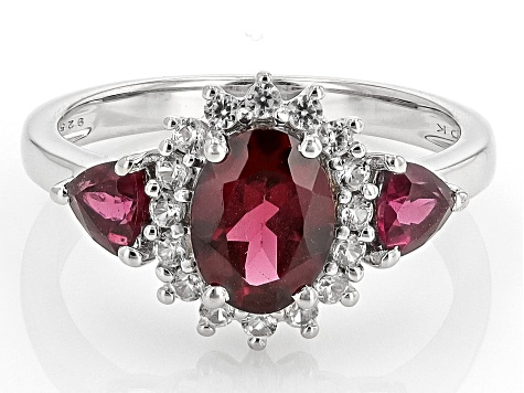 Pre-Owned Raspberry Rhodolite Rhodium Over Sterling Silver Ring 2.46ctw