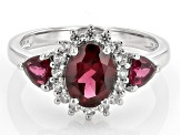 Pre-Owned Raspberry Rhodolite Rhodium Over Sterling Silver Ring 2.46ctw