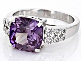 Pre-Owned Purple Lab Created Sapphire Rhodium Over Sterling Silver Ring 4.82ctw