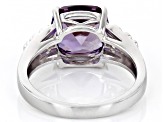 Pre-Owned Purple Lab Created Sapphire Rhodium Over Sterling Silver Ring 4.82ctw