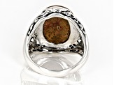 Pre-Owned Oval Fossil Coral Sterling Silver Ring