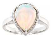 Pre-Owned White Ethiopian Opal Rhodium Over Sterling Silver Ring