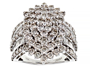 Pre-Owned White Diamond 10k White Gold Cluster Ring 4.00ctw