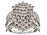 Pre-Owned White Diamond 10k White Gold Cluster Ring 4.00ctw