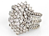 Pre-Owned White Diamond 10k White Gold Cluster Ring 4.00ctw