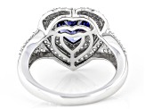 Pre-Owned Blue And White Cubic Zirconia Platinum Over Sterling Silver Heart Ring 3.50ctw