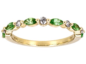 Pre-Owned Tsavorite Garnet And White Diamond 14k Yellow Gold Band Ring 0.79ctw